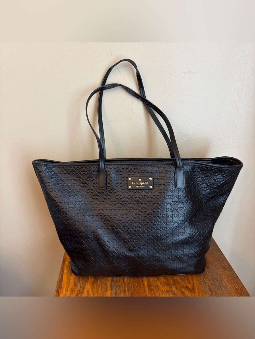 Kate Spade New York Penn Place Embossed Margareta Tote Black Leather Bag *read*